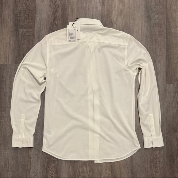 NWT Theory Men's Irving Optic White Structure Knit Button Down Dress Shirt - Picture 8 of 8